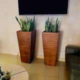 WOOD SQUARE CONE PLANTER Fiberglass Planters Gardia Planters Fiberglass planter for indoors and outdoors from big plus size planters and small pots for plants Large and big pots and large containers